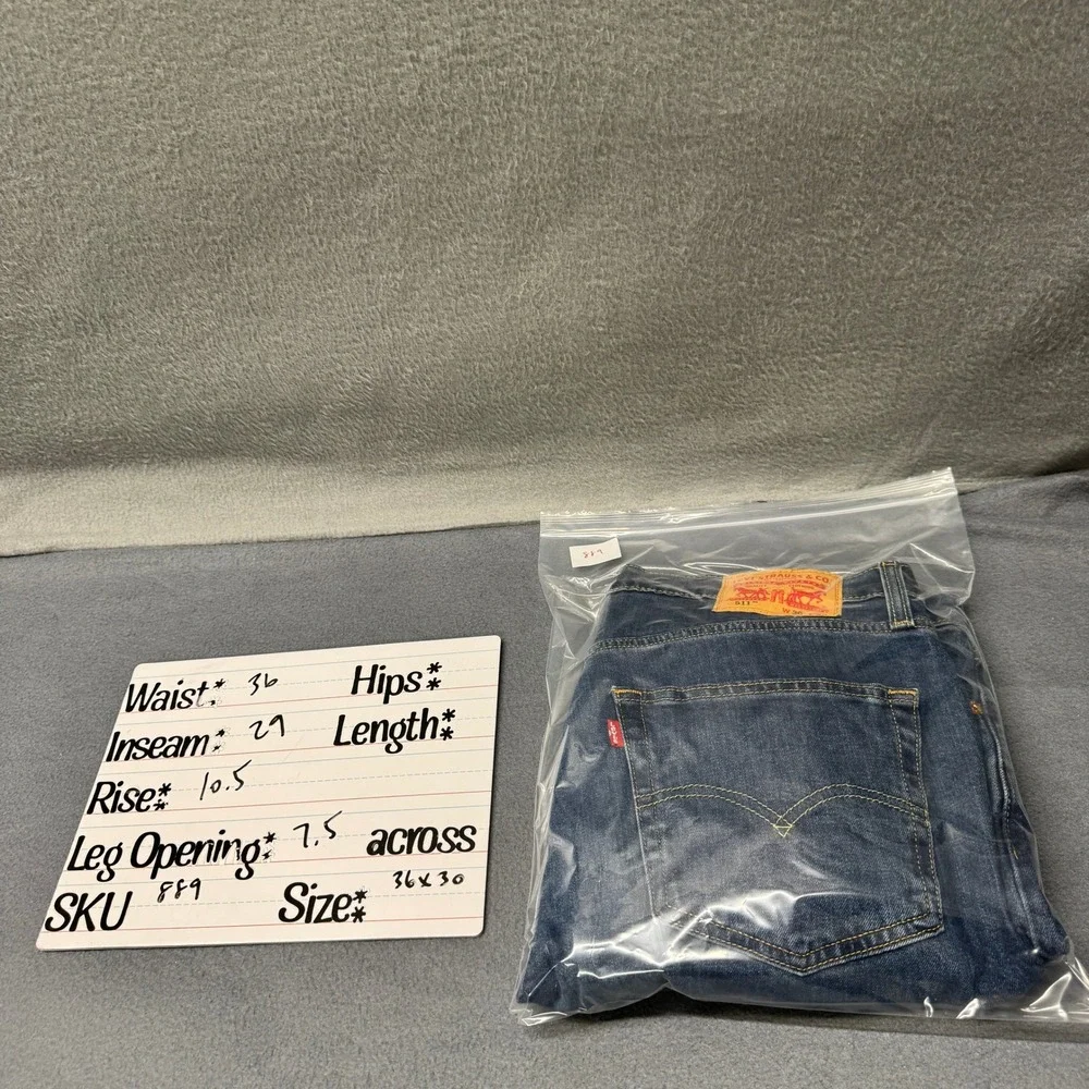 Levi's 511 Jeans Mens 36x30 (36x29 ACTUAL) Slim Blue Denim Casual Classic